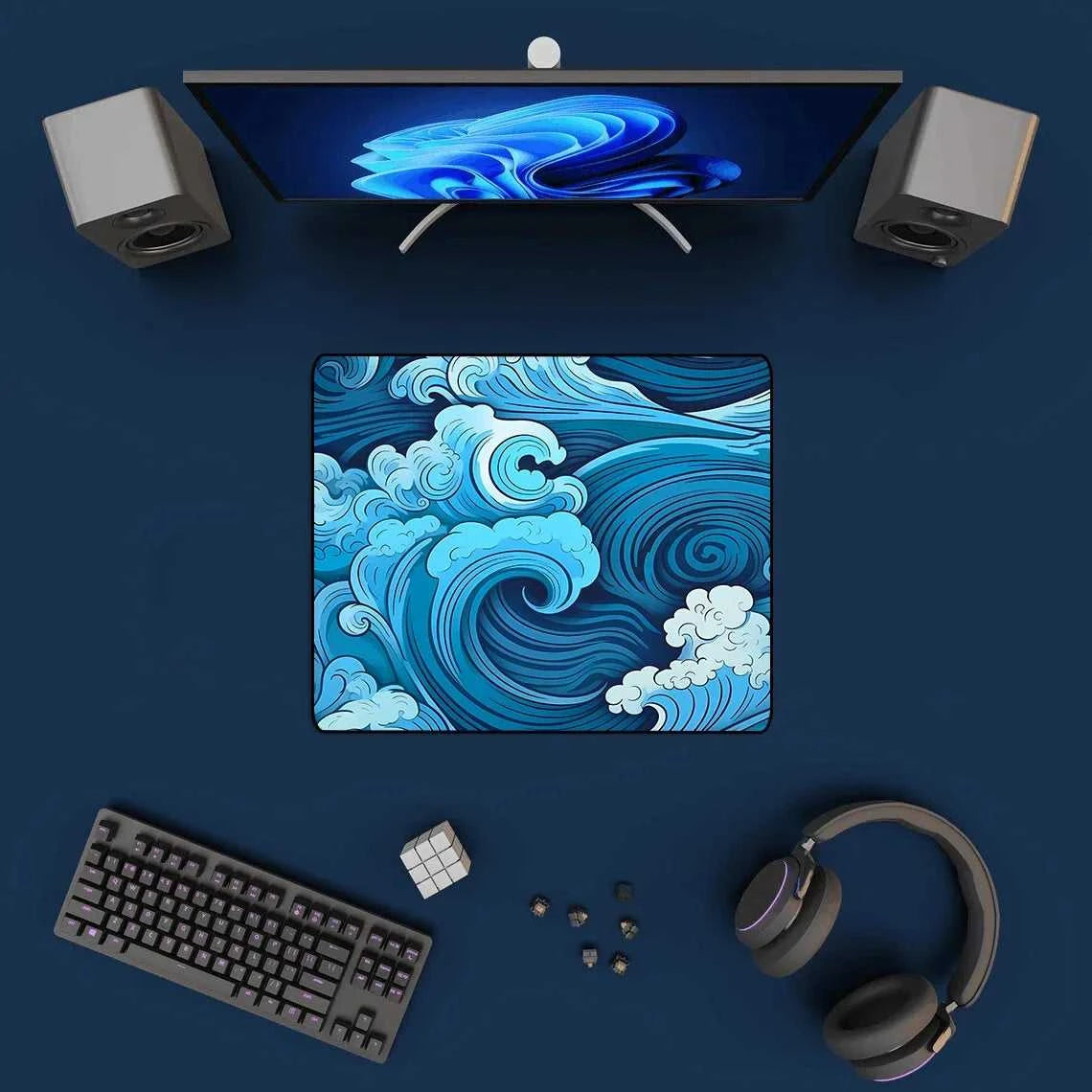 Japanese Blue Waves Mouse Pad Desk Mat Art XXL Gaming Mouse Pad office Mousepad 900x400 Nature Rubber Table Mat desk Accessories