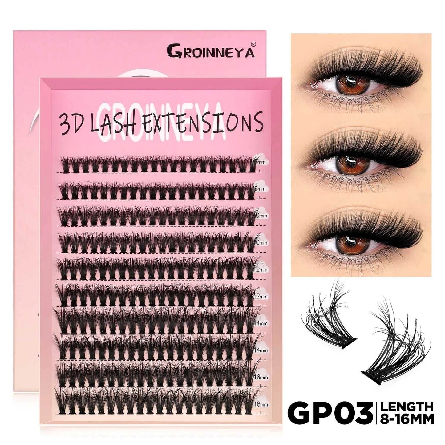 GROINNEYA Lashes Cluster DIY Lash Extension Mixed Tray Clusters Eyelashes Fluffy Volume Individual Lashes Cat Eye Lash Extension Éditions Traditions & Modernité Inc. 185979151;20260611;1781192859RIa3O