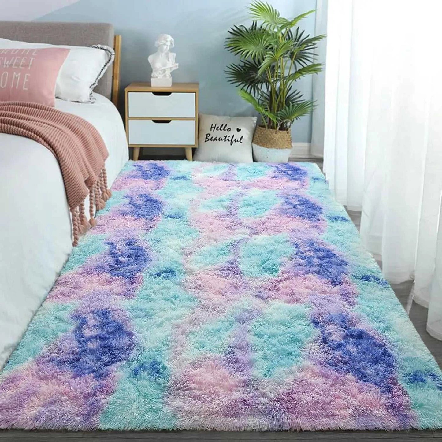 VIKAMA Tie-Dye Plush Carpet Living Room Decoration Soft Fluffy Home Mat Children's Room Baby Crawling Non-Slip Blanket Éditions Traditions & Modernité Inc. 186083095;20260613;1781386246erLZW