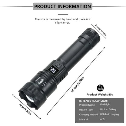 High Strong Power Led Flashlights 2000LM Tactical Torch with Display Light USB Charging Camping Fishing Emergency Zoom Lantern Éditions Traditions & Modernité Inc. 185979267;20260611;1781192956YiH9a