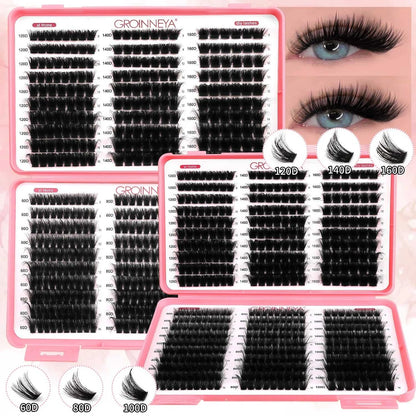 GROINNEYA Lashes Cluster DIY Lash Extension Mixed Tray Clusters Eyelashes Fluffy Volume Individual Lashes Cat Eye Lash Extension Éditions Traditions & Modernité Inc. 186225755;20260617;1781706031DJs8g