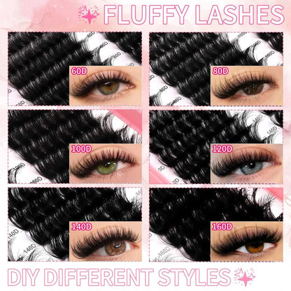 GROINNEYA Lashes Cluster DIY Lash Extension Mixed Tray Clusters Eyelashes Fluffy Volume Individual Lashes Cat Eye Lash Extension Éditions Traditions & Modernité Inc. 185979151;20260611;1781192859RIa3O