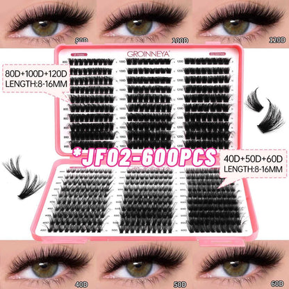 GROINNEYA Lashes Cluster DIY Lash Extension Mixed Tray Clusters Eyelashes Fluffy Volume Individual Lashes Cat Eye Lash Extension Éditions Traditions & Modernité Inc. 185979151;20260611;1781192859RIa3O
