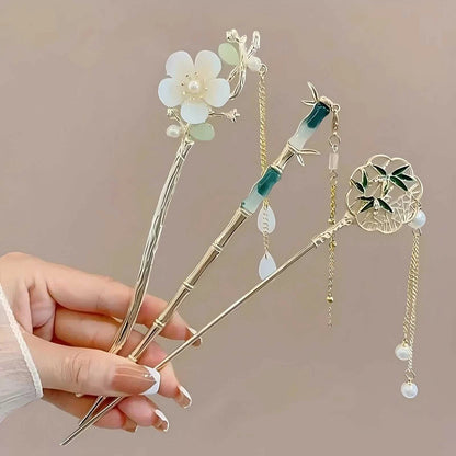 1/6pcs Elegant Chinese Style Tassel Hair Stick Traditional Floral Design Hairstyle Accessory Women Jewelry Hairpin Hairneedle Éditions Traditions & Modernité Inc. 185979270;20260611;1781192963es7tB