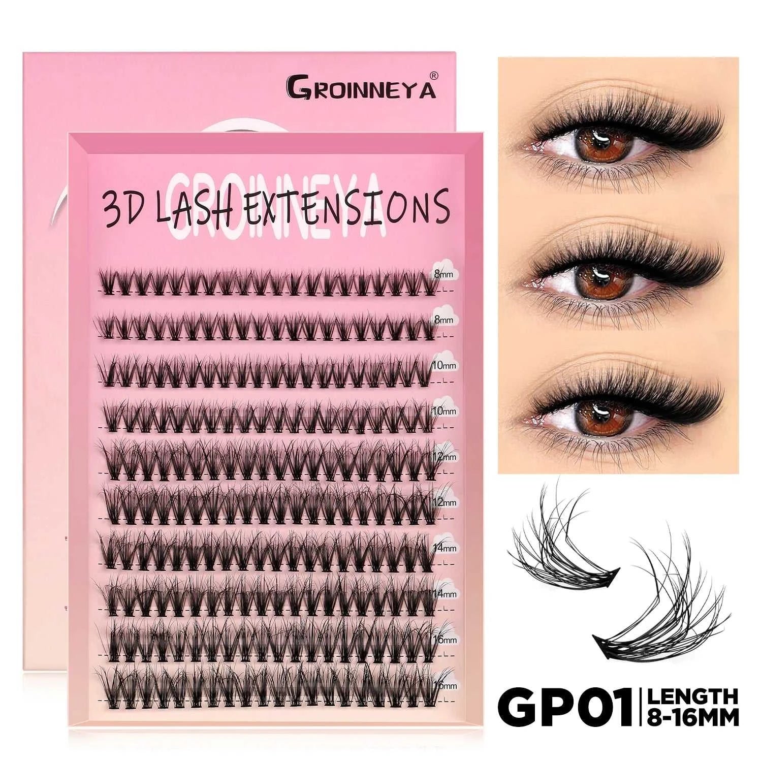GROINNEYA Lashes Cluster DIY Lash Extension Mixed Tray Clusters Eyelashes Fluffy Volume Individual Lashes Cat Eye Lash Extension Éditions Traditions & Modernité Inc. 185979151;20260611;1781192859RIa3O