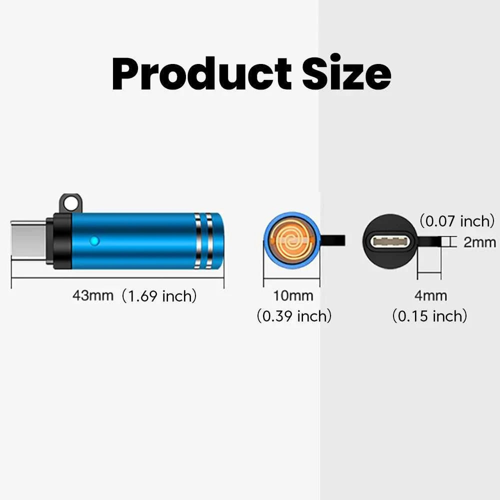 Mini Type C Mobile Phone Cigarette Lighter Air Blowing Cigarette Lighter Outdoor Safety USB C Lighter Adapter For iPhone 17 Pro Éditions Traditions & Modernité Inc. 186225325;20260617;1781705832d4O9r
