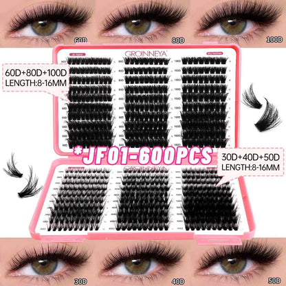 GROINNEYA Lashes Cluster DIY Lash Extension Mixed Tray Clusters Eyelashes Fluffy Volume Individual Lashes Cat Eye Lash Extension Éditions Traditions & Modernité Inc. 186225755;20260617;1781706031DJs8g