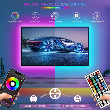 RGB Led Strip Lights 5m 10m 20m 30m Led Room Light with APP Control Flexible Ribbon Luces Led Tape for Room Bedroom Decoration Éditions Traditions & Modernité Inc. 186083046;20260613;1781386185IwkCp