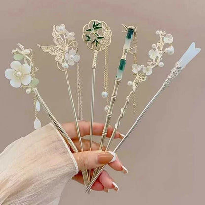 1/6pcs Elegant Chinese Style Tassel Hair Stick Traditional Floral Design Hairstyle Accessory Women Jewelry Hairpin Hairneedle Éditions Traditions & Modernité Inc. 186083255;20260613;1781386260YNM29