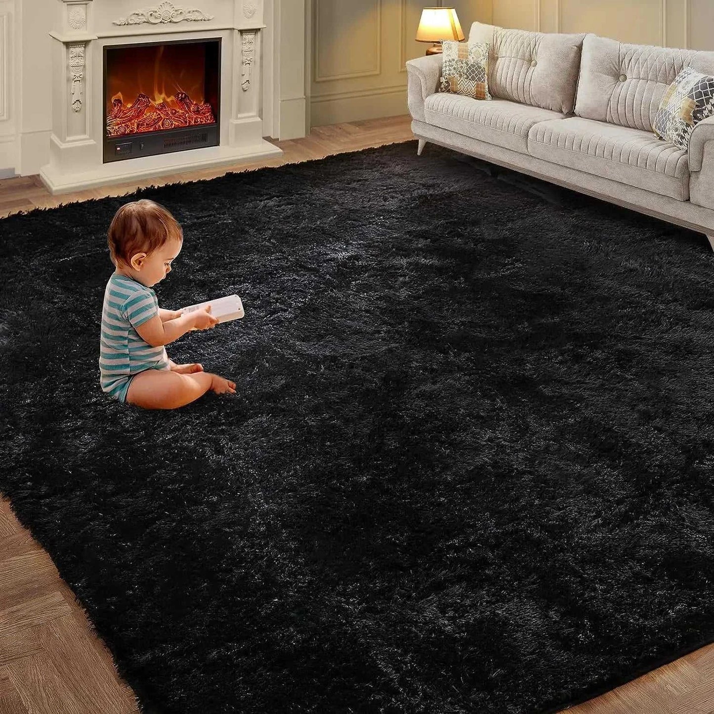 VIKAMA Tie-Dye Plush Carpet Living Room Decoration Soft Fluffy Home Mat Children's Room Baby Crawling Non-Slip Blanket Éditions Traditions & Modernité Inc. 186083095;20260613;1781386246erLZW