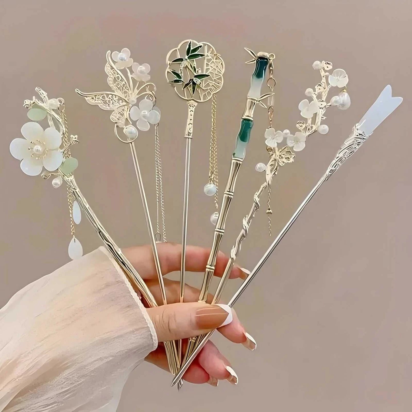 1/6pcs Elegant Chinese Style Tassel Hair Stick Traditional Floral Design Hairstyle Accessory Women Jewelry Hairpin Hairneedle Éditions Traditions & Modernité Inc. 185979270;20260611;1781192963es7tB