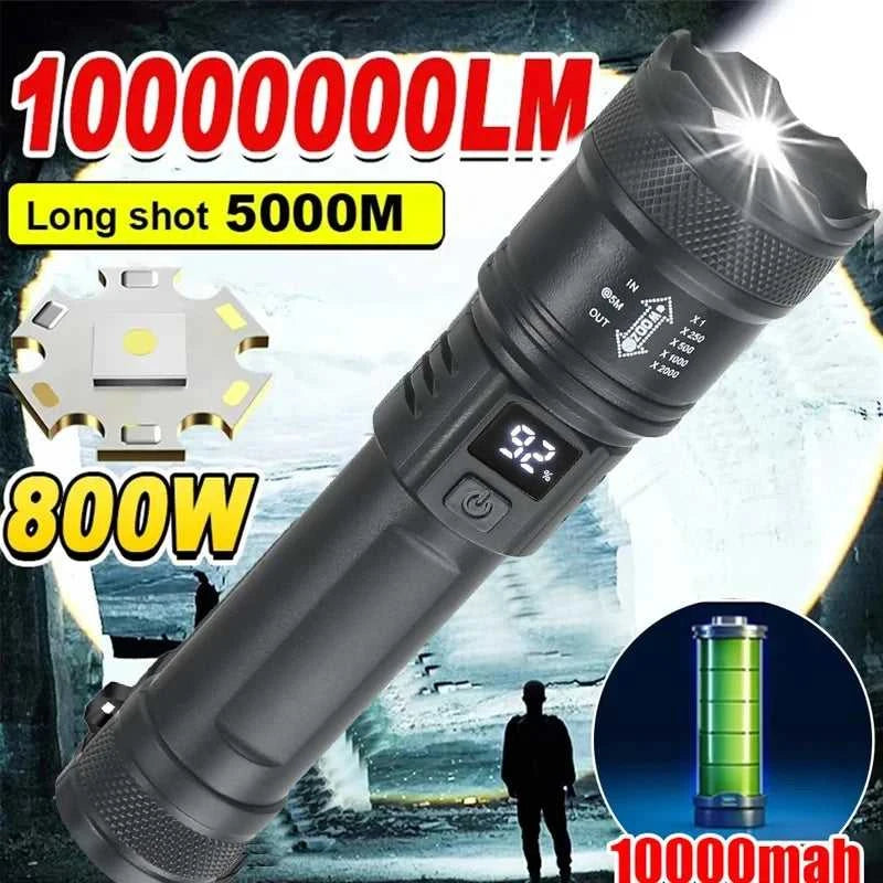 High Strong Power Led Flashlights 2000LM Tactical Torch with Display Light USB Charging Camping Fishing Emergency Zoom Lantern Éditions Traditions & Modernité Inc. 185979267;20260611;1781192956YiH9a