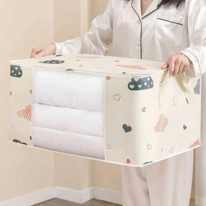 Large Capacity Clothes Storage Bag Organizer With Reinforced Handle Suitable For Blankets Bedding Foldable With Sturdy Zipper