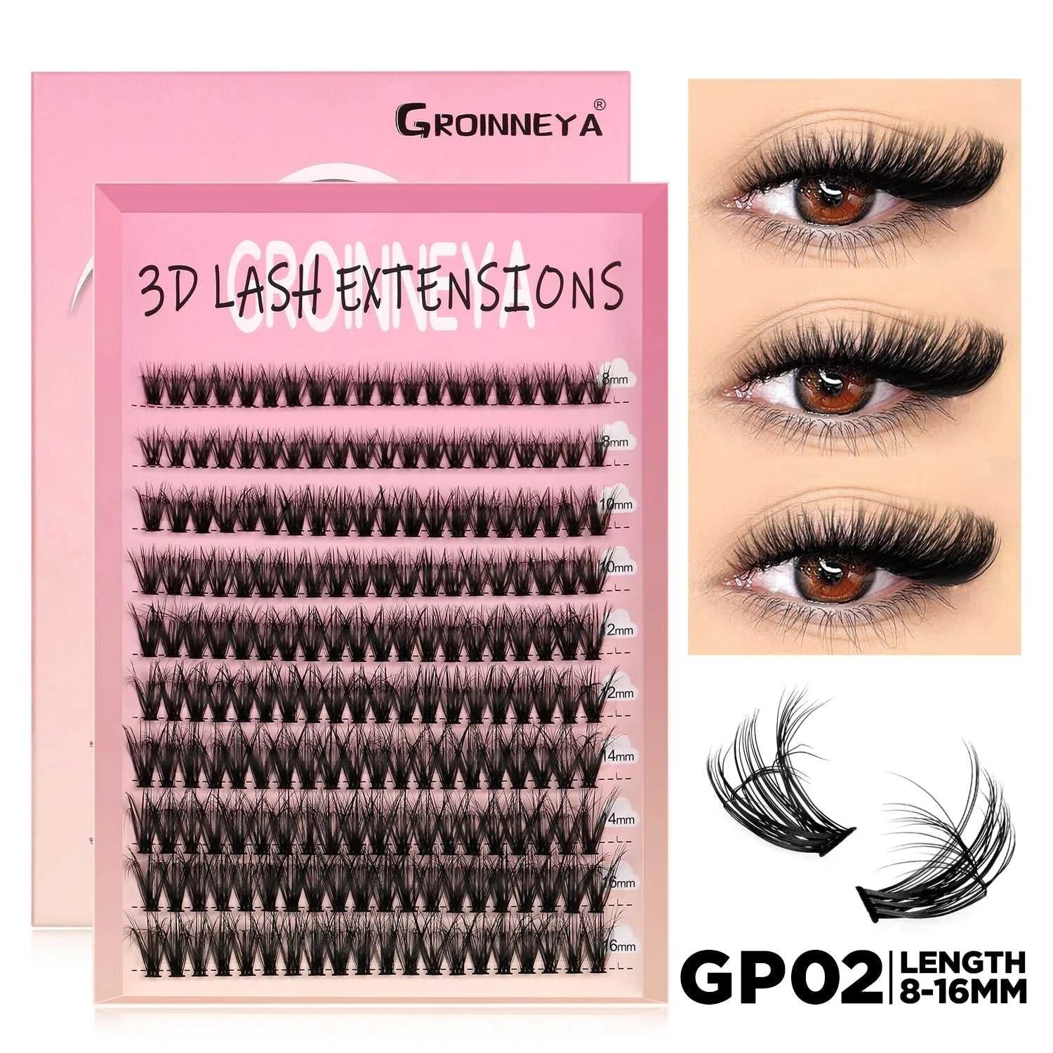 GROINNEYA Lashes Cluster DIY Lash Extension Mixed Tray Clusters Eyelashes Fluffy Volume Individual Lashes Cat Eye Lash Extension Éditions Traditions & Modernité Inc. 185979151;20260611;1781192859RIa3O