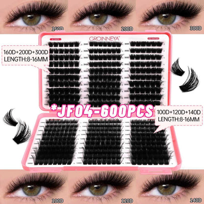 GROINNEYA Lashes Cluster DIY Lash Extension Mixed Tray Clusters Eyelashes Fluffy Volume Individual Lashes Cat Eye Lash Extension Éditions Traditions & Modernité Inc. 185979151;20260611;1781192859RIa3O