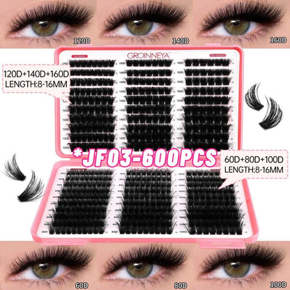 GROINNEYA Lashes Cluster DIY Lash Extension Mixed Tray Clusters Eyelashes Fluffy Volume Individual Lashes Cat Eye Lash Extension Éditions Traditions & Modernité Inc. 186225755;20260617;1781706031DJs8g