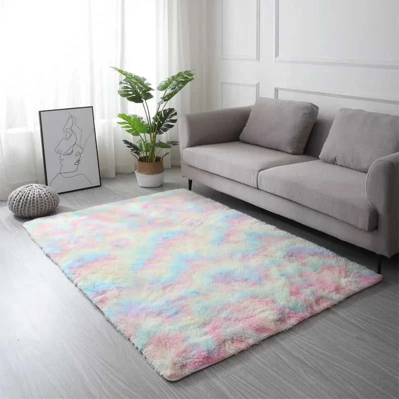 VIKAMA Tie-Dye Plush Carpet Living Room Decoration Soft Fluffy Home Mat Children's Room Baby Crawling Non-Slip Blanket Éditions Traditions & Modernité Inc. 186083195;20260613;1781386245LjUFR
