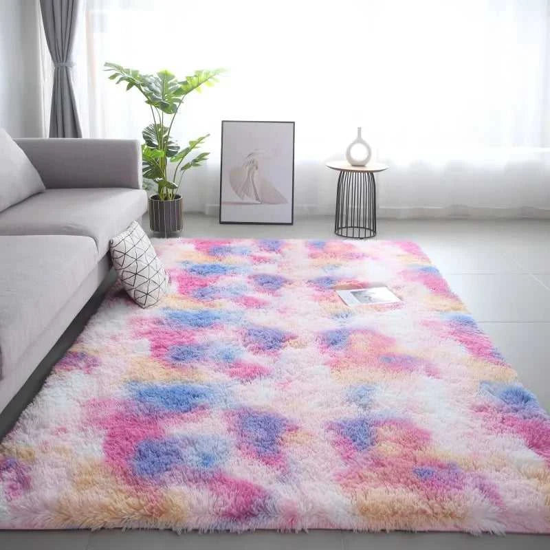 VIKAMA Tie-Dye Plush Carpet Living Room Decoration Soft Fluffy Home Mat Children's Room Baby Crawling Non-Slip Blanket Éditions Traditions & Modernité Inc. 186083195;20260613;1781386245LjUFR