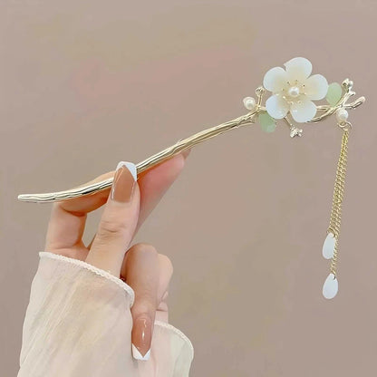 1/6pcs Elegant Chinese Style Tassel Hair Stick Traditional Floral Design Hairstyle Accessory Women Jewelry Hairpin Hairneedle