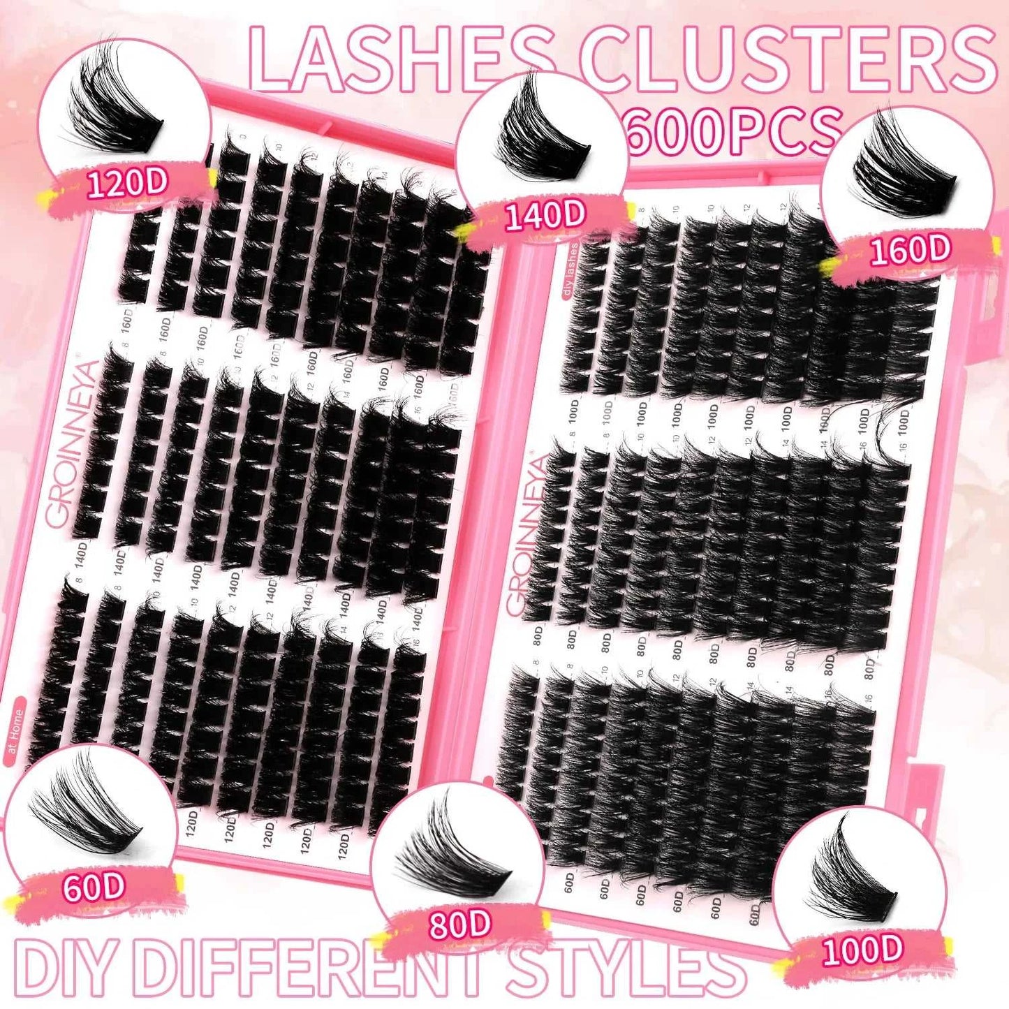 GROINNEYA Lashes Cluster DIY Lash Extension Mixed Tray Clusters Eyelashes Fluffy Volume Individual Lashes Cat Eye Lash Extension Éditions Traditions & Modernité Inc. 185979151;20260611;1781192859RIa3O