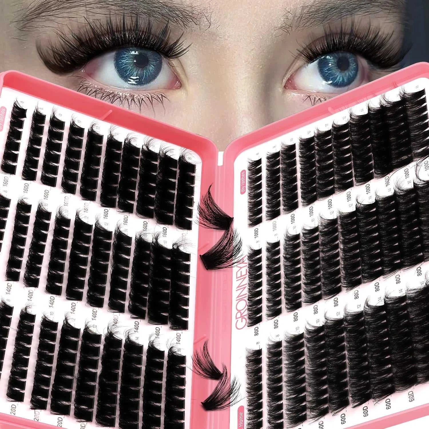 GROINNEYA Lashes Cluster DIY Lash Extension Mixed Tray Clusters Eyelashes Fluffy Volume Individual Lashes Cat Eye Lash Extension Éditions Traditions & Modernité Inc. 185979151;20260611;1781192859RIa3O