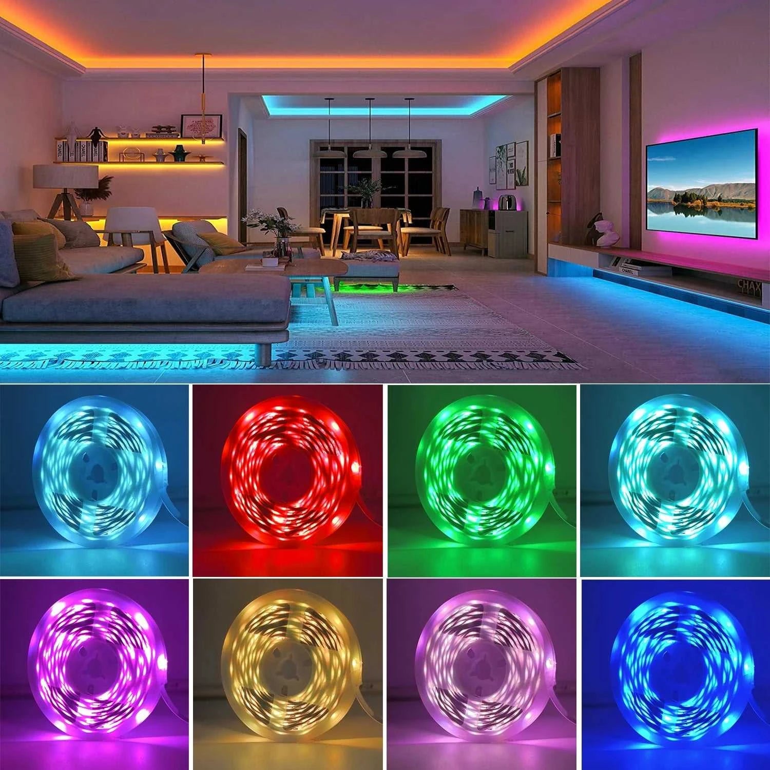 RGB Led Strip Lights 5m 10m 20m 30m Led Room Light with APP Control Flexible Ribbon Luces Led Tape for Room Bedroom Decoration Éditions Traditions & Modernité Inc. 186083046;20260613;1781386185IwkCp