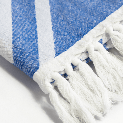 Spa Quality Turkish Hand Towel in Blue & White Geometric Diamond